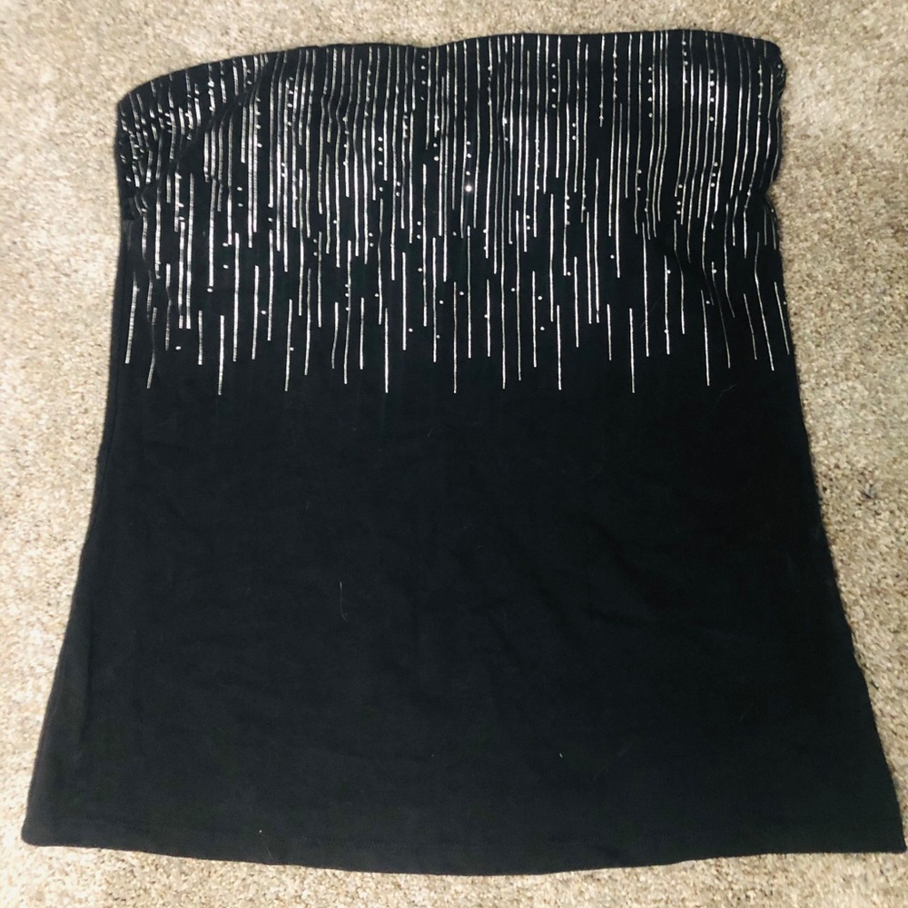 Black and silver tube top